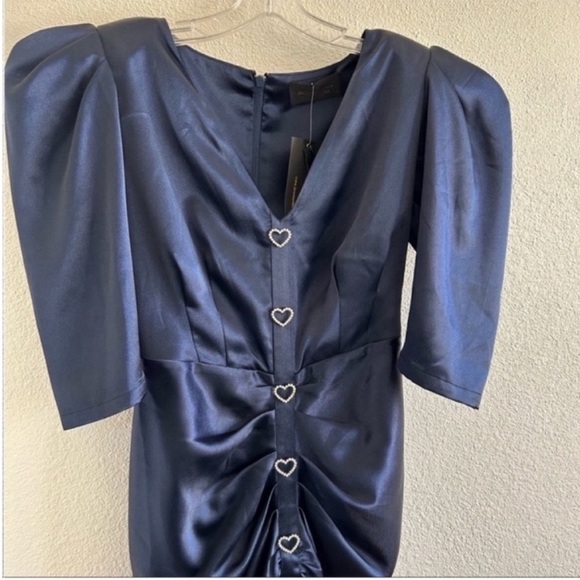 Bronx and Banco Jana Puff Sleeve Heart Mini Dress NWT - Picture 6 of 9